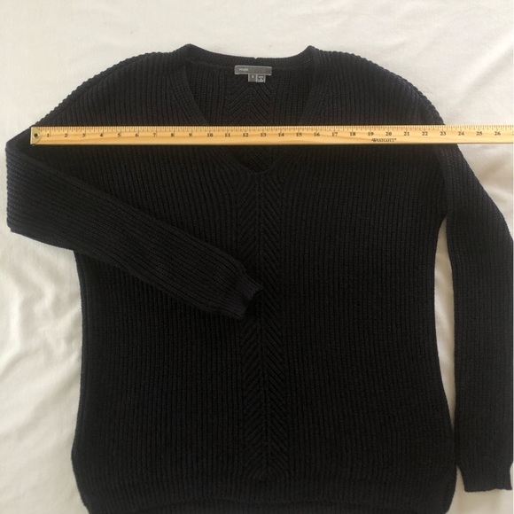 Vince Black Ribbed V-Neck 100% Cotton Long Sleeve Size Small Sweater - Picture 7 of 10